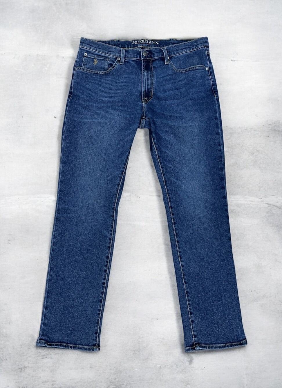 US Polo Assn Activate/Stretch Jeans Men’s Size 38x32 Blue Medium Wash Denim EUC!